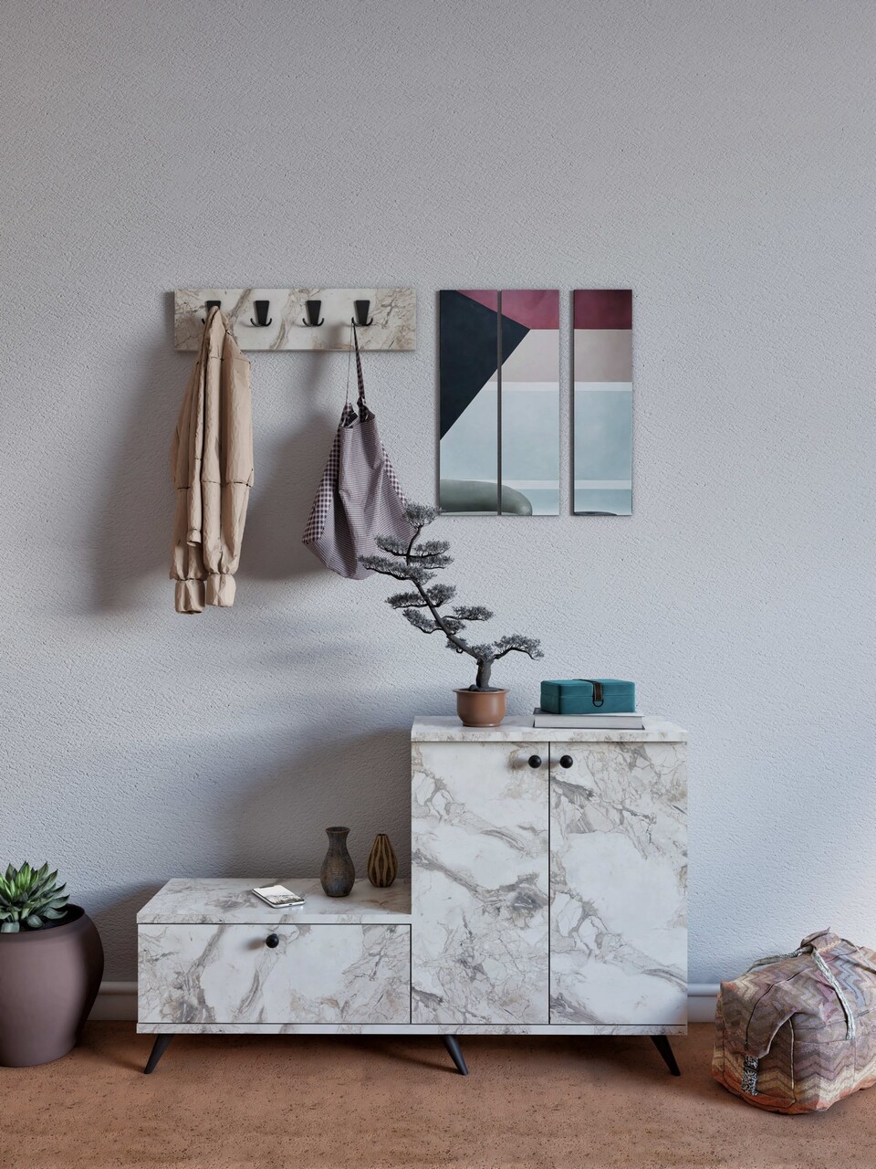 Cuier de perete, Hanah Home, Evva, Marmura Ephesus - imagine 6